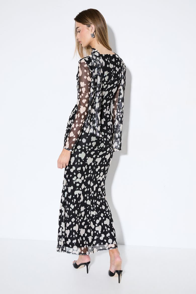 Spot Print Mesh Scarf Dress, Alternate, color, Black