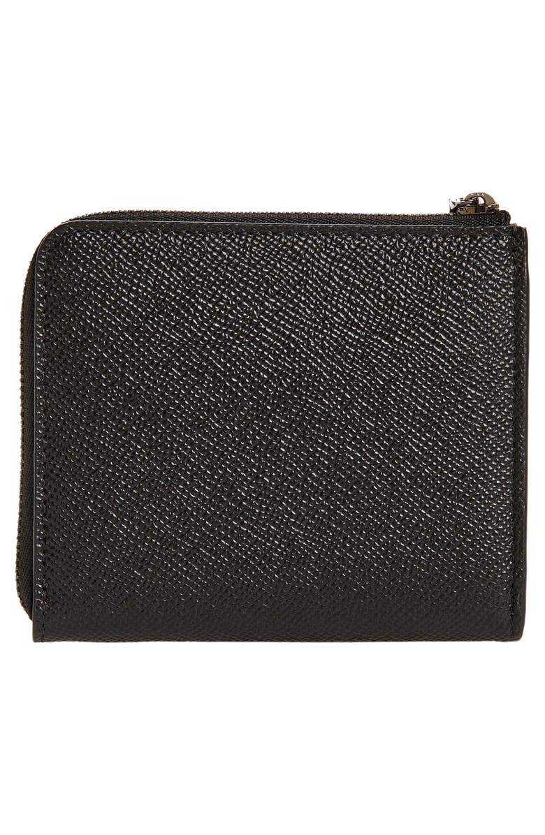 Dolce&Gabbana Logo Plaque Dauphine Leather Zip Wallet, Alternate, color, 