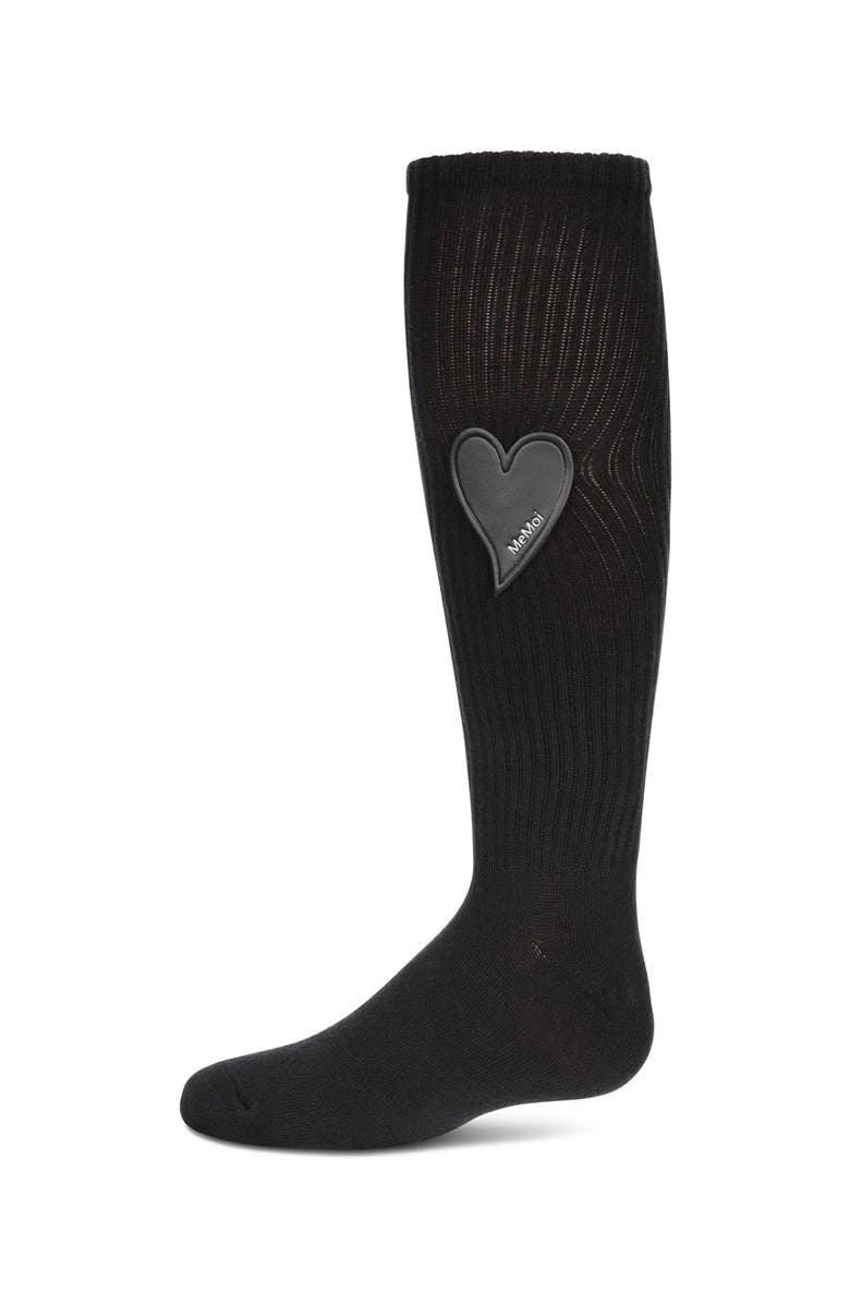 MeMoi Ribbed Heart Patch Knee Sock, Main, color, 