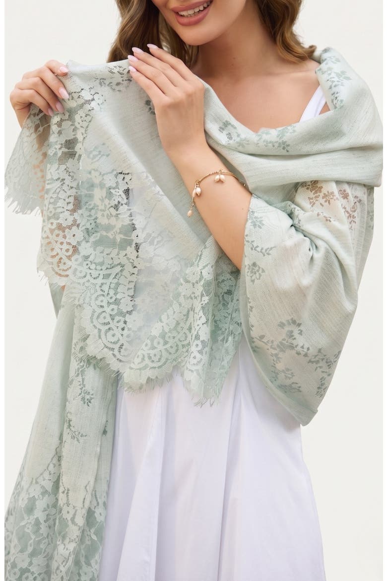 Lace Embellished Scarf, Alternate, color, MINT