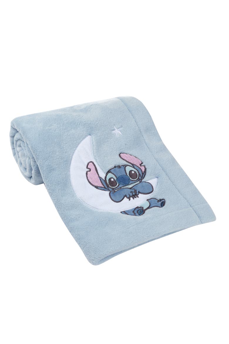 Disney Stitch Soft Fleece Appliqued Baby Blanket, Alternate, color, Blue