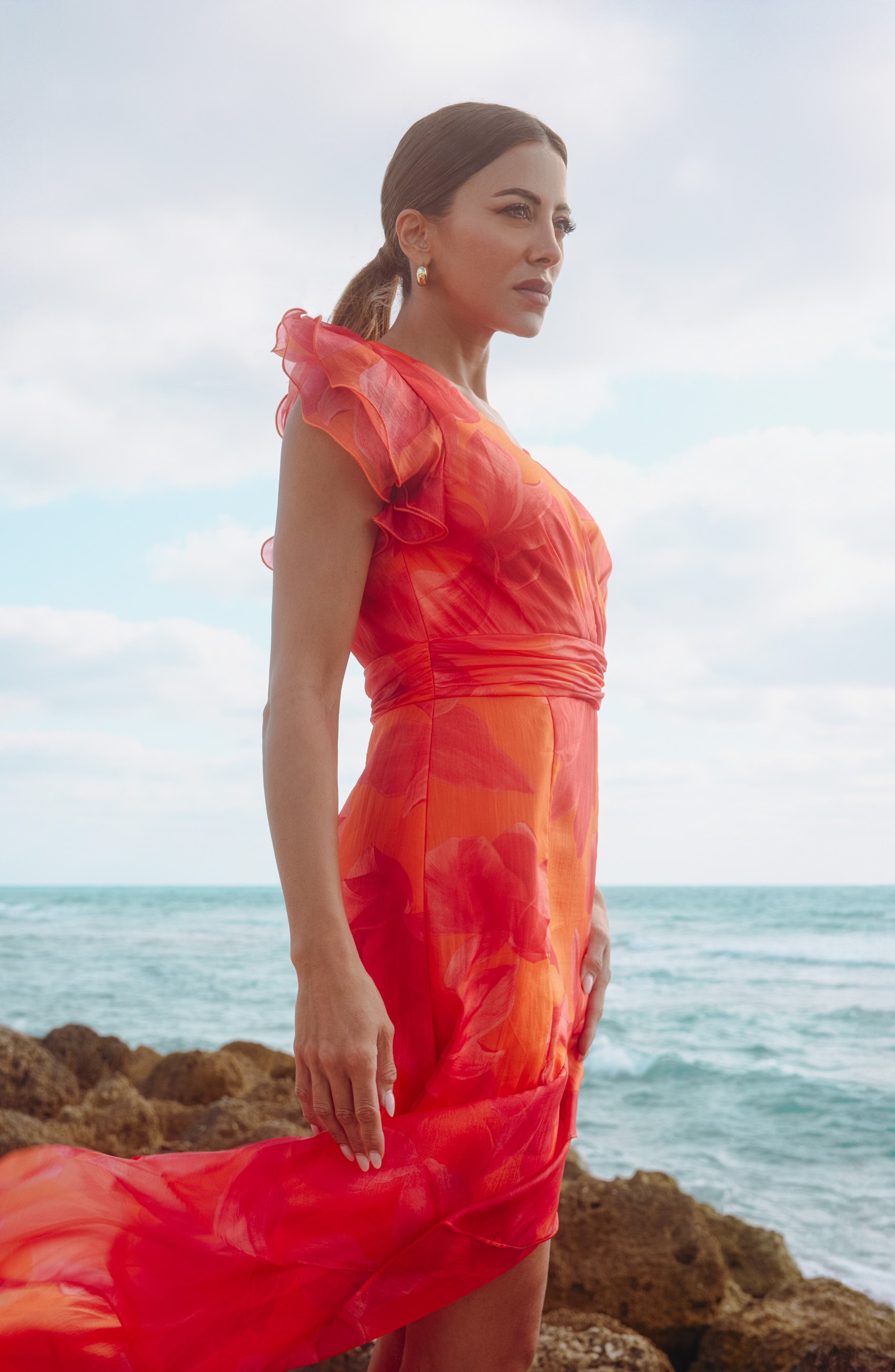 Metallic Floral High Low Gown - image 2