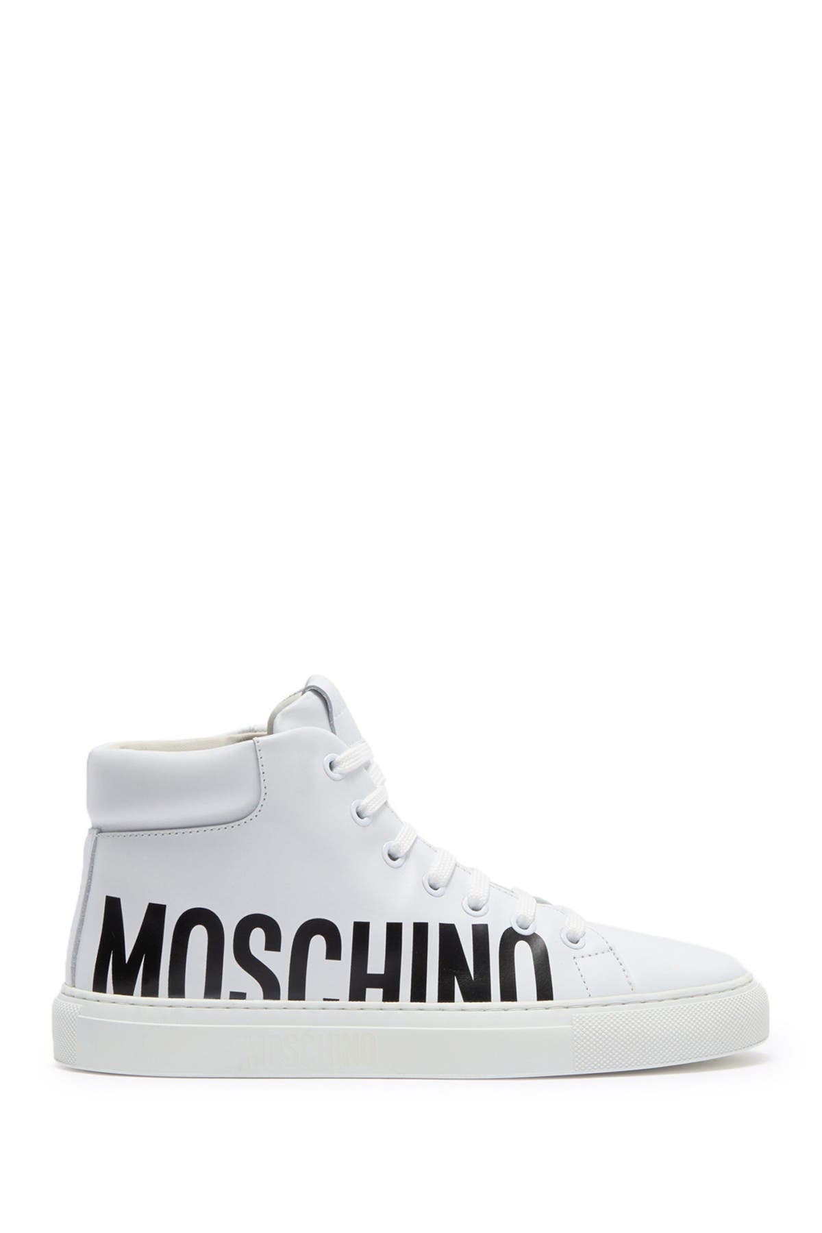 Moschino Logo Print High Top Sneaker, Alternate, color, 