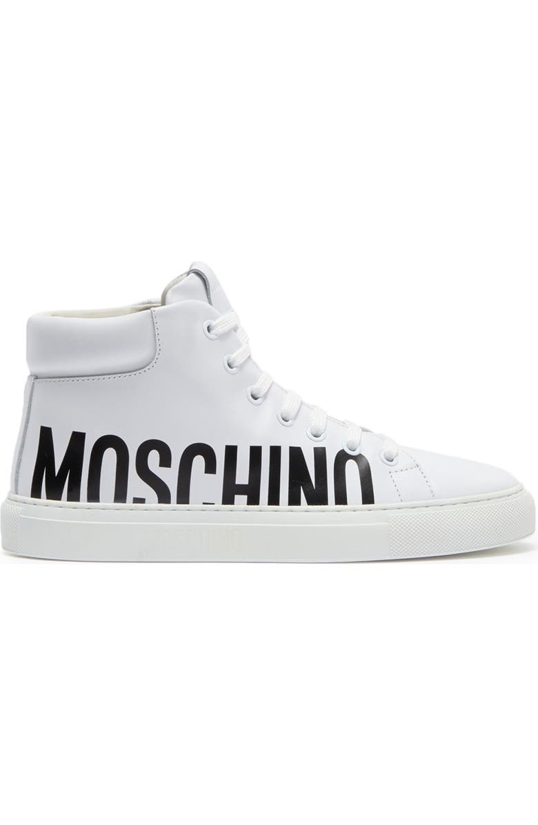 Moschino Logo Print High Top Sneaker, Alternate, color,