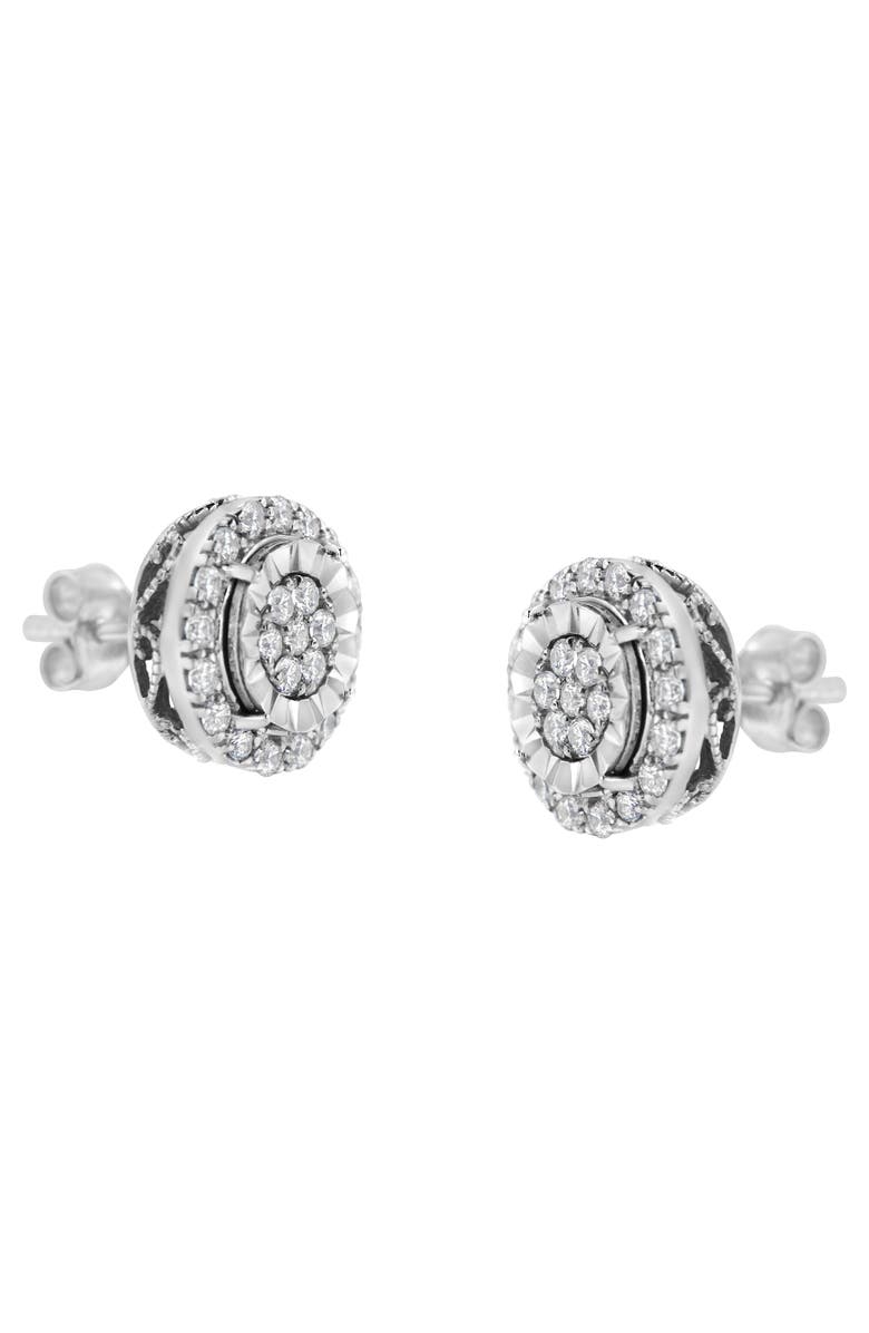 Haus of Brilliance Silver Diamond Cluster Earrings, Alternate, color, White