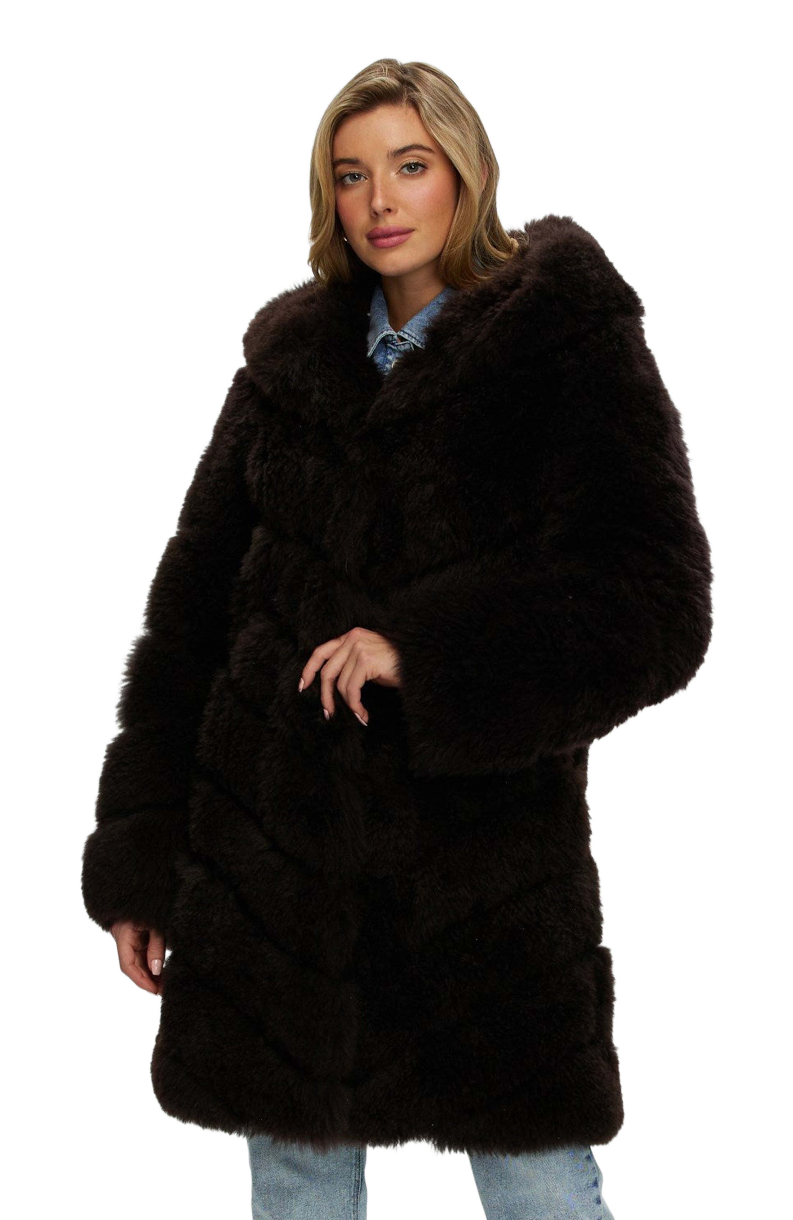 Select Genuine Shearling Diagonal Parka
