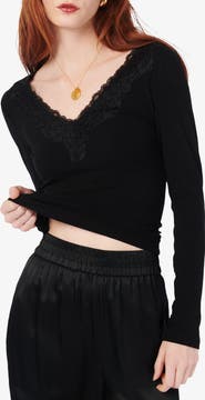 CAMI NYC Rooney Lace Trim Rib Top