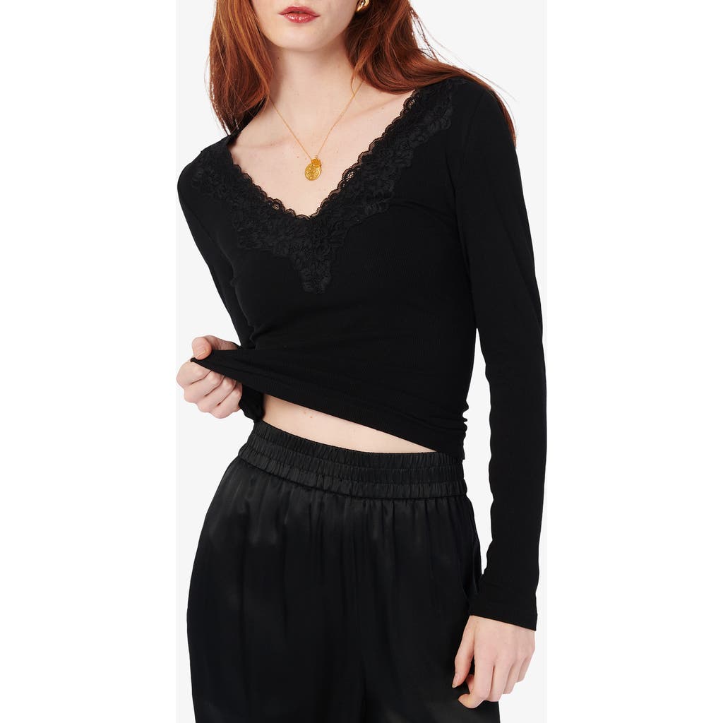 Cami Nyc Rooney Lace Trim Rib Top In Black