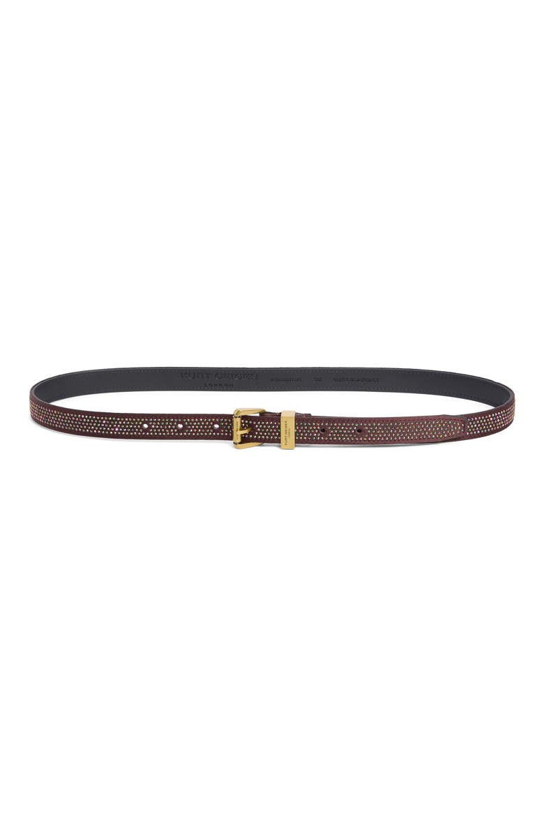 Brixton Crystal Faux Leather Belt, Main, color, BROWN