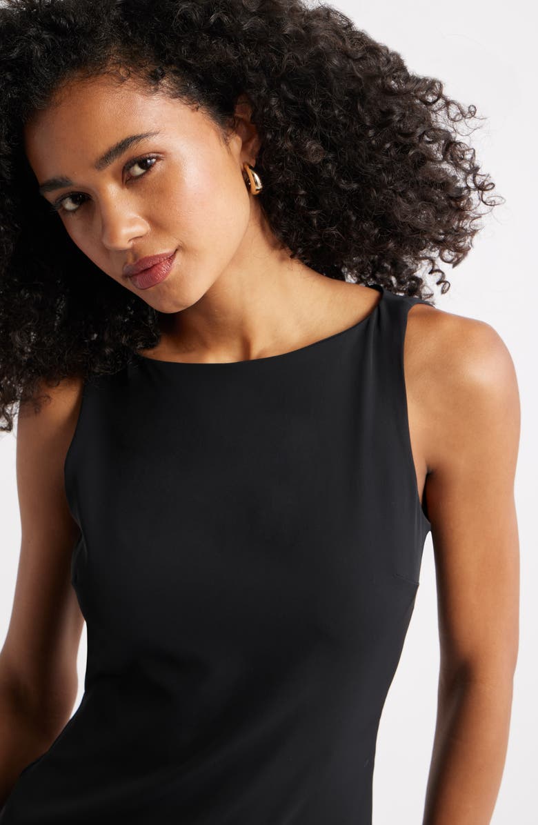 Open Edit Bateau Neck Sleeveless Minidress, Alternate, color, Black