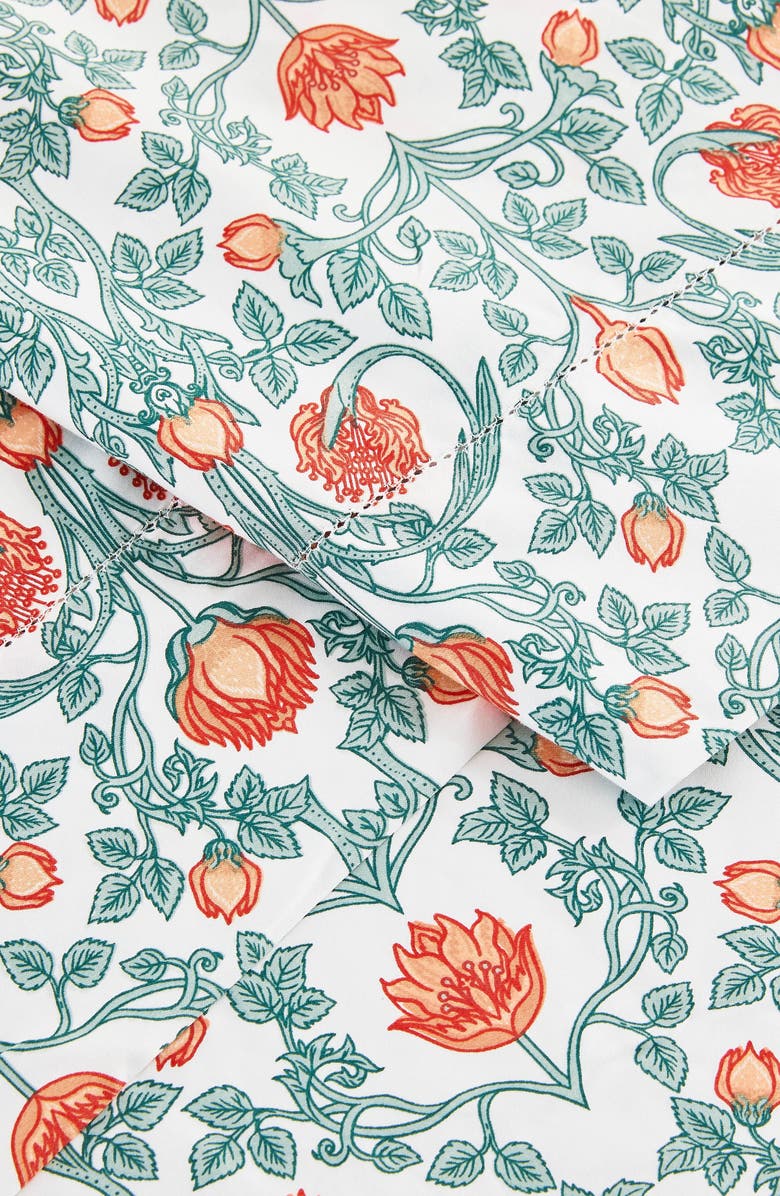 MELANGE HOME Floral Cotton Pillowcase Set, Alternate, color, Orange
