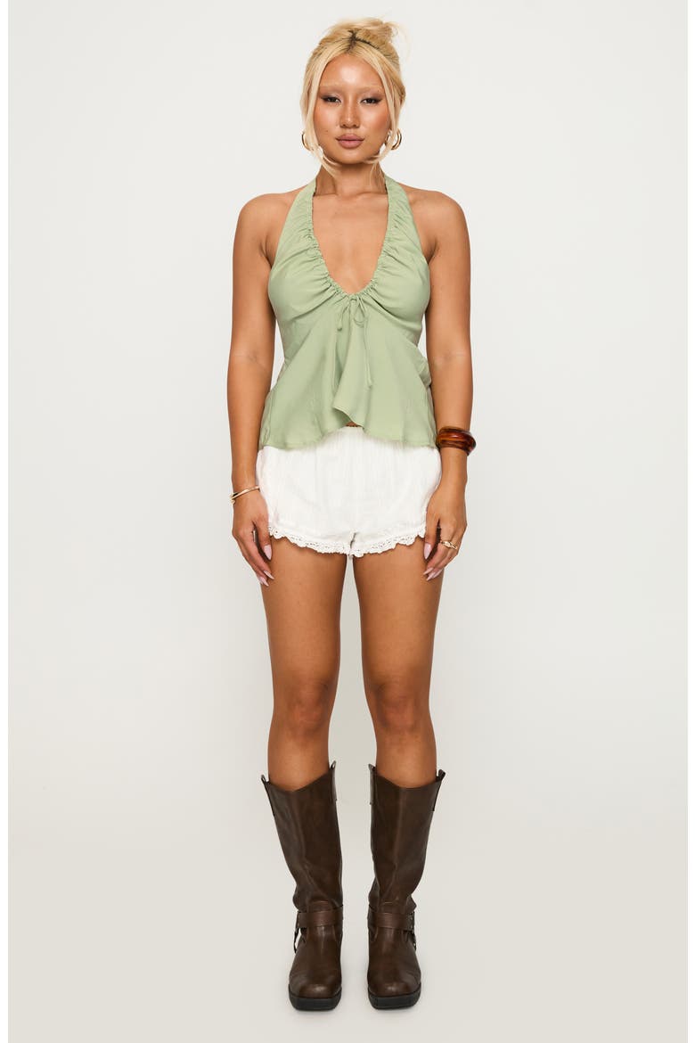 Gadot Ruched Halter Top, Alternate, color, GREEN