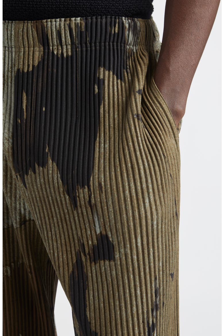 Pleated Painted Stone Print Pants, Alternate, color, BROWN