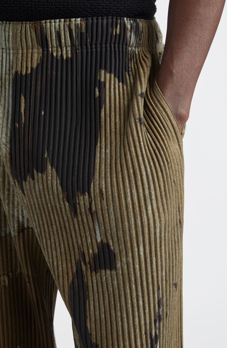 Homme Plissé Issey Miyake Pleated Painted Stone Print Pants, Alternate, color, Brown