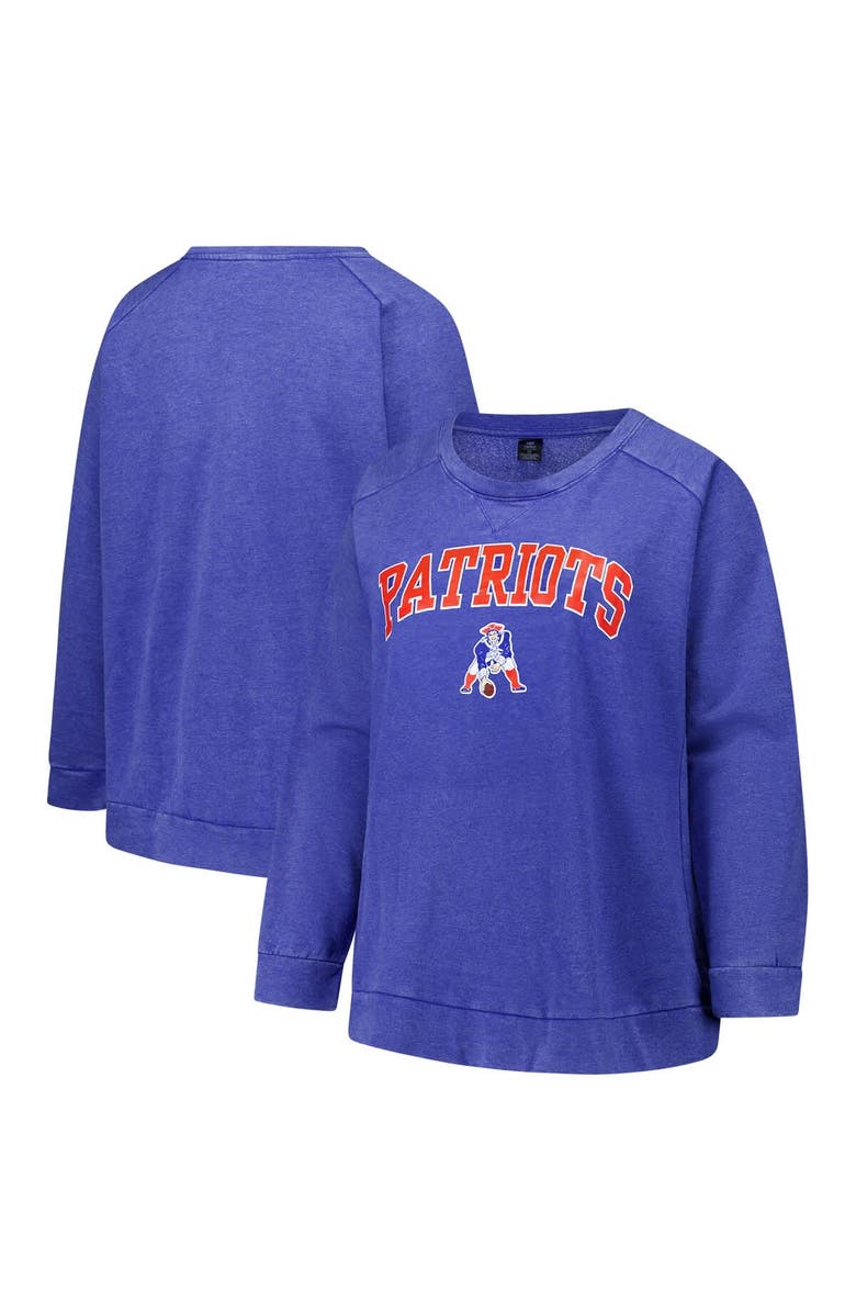 PROFILE Women's Fanatics  Royal New England Patriots Acid Wash Raglan Pullover Sweatshirt, Main, color, Royal