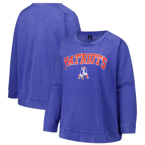 Profile Fanatics  Royal New England Patriots Acid Wash Raglan Pullover Sweatshirt In Blue