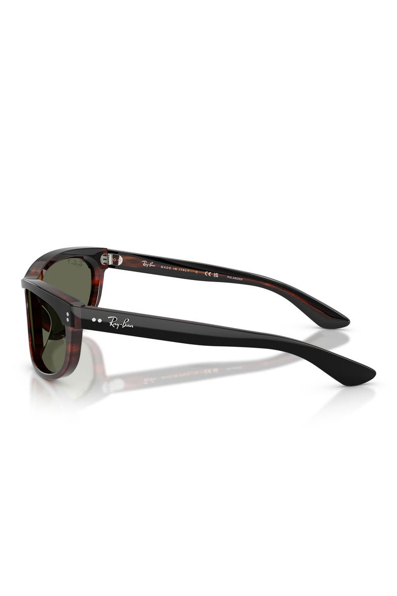 62mm Balorama Polarized Rectangle Sunglasses, Alternate, color, BLACK ON HAVANA / GREEN POLAR