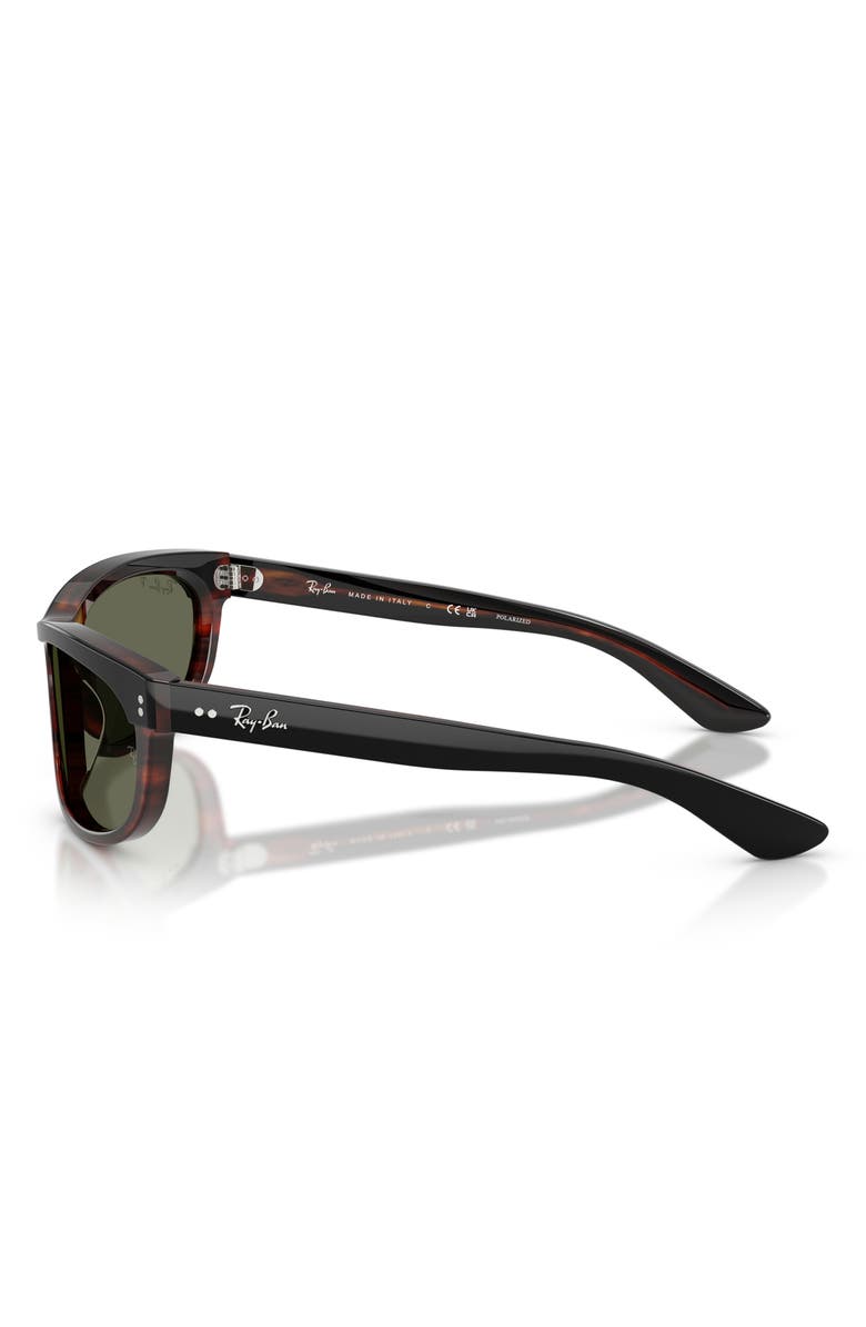 Ray-Ban 62mm Balorama Polarized Rectangle Sunglasses, Alternate, color, Black On Havana / Green Polar