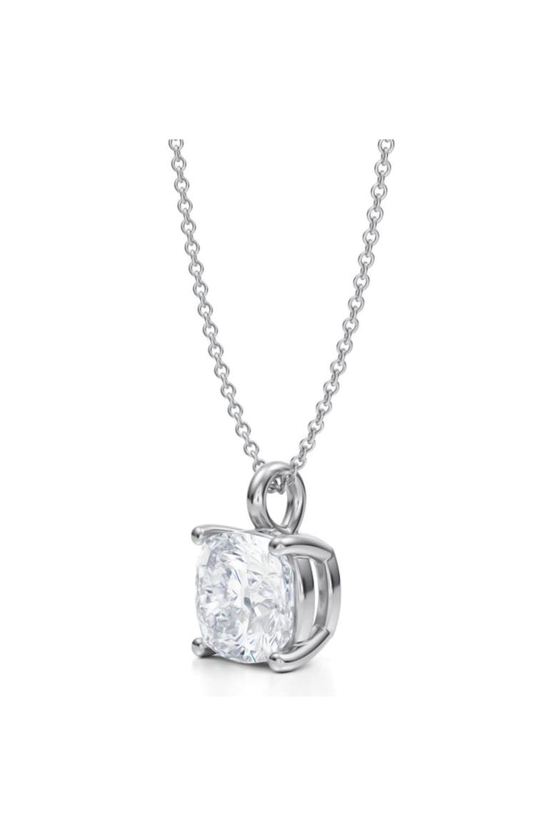Cushion Solitaire Lab Diamond Pendant Necklace 14K 3.50ct, Alternate, color, White Gold