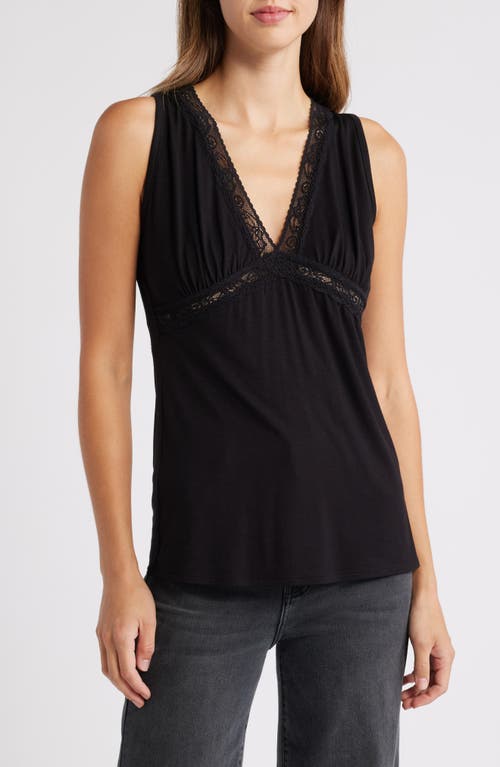 Loveappella Lace Inset Tank in Black 