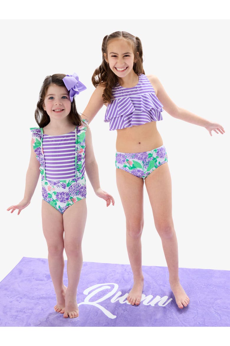 Flounce Bikini 2-Piece Swimsuit, Alternate, color, Purple Hydrangea Garden