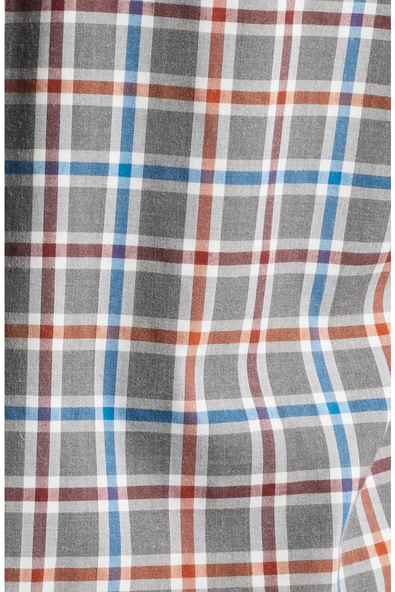 York Plaid Stretch Button-Down Shirt, Alternate, color, CHARCOAL