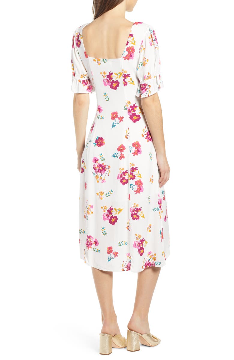 Row A Floral Print Midi Dress, Alternate, color, 