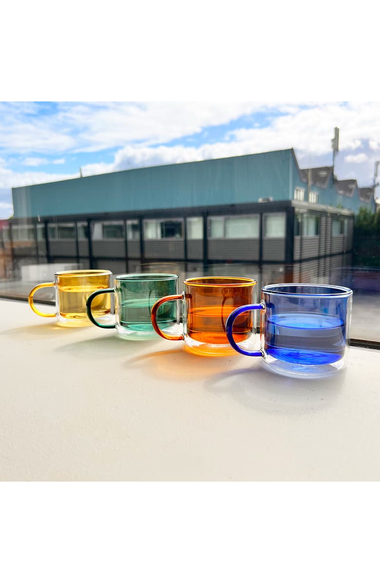 CLOUDNOLA Cubo Set of 4 Medium Glass Mugs, Alternate, color, Multicolored