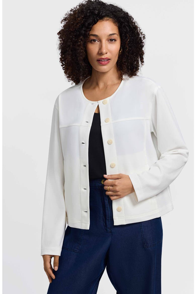 Valerie Crepe Knit Jacket, Alternate, color, ECRU