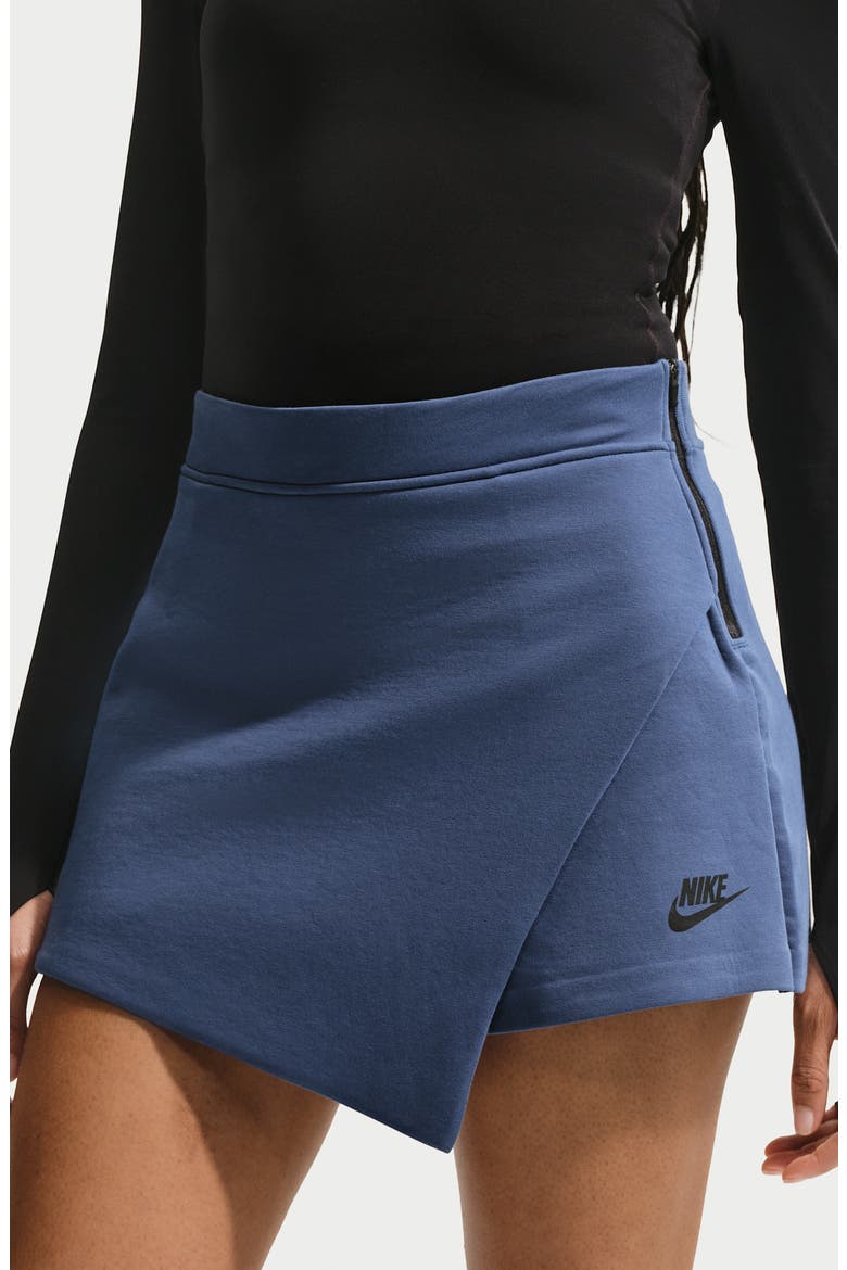 Cotton Blend Tech Fleece Skort, Alternate, color, MYSTIC NAVY/ BLACK
