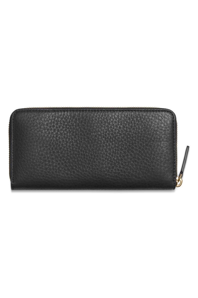 Continental Pebble Leather Zip Wallet, Alternate, color, BLACK