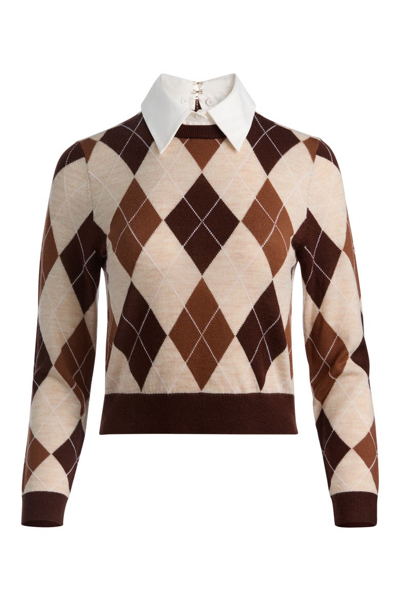 Grace Shrunken Houndstooth Sweater, Alternate, color, CAMEL/MULTI