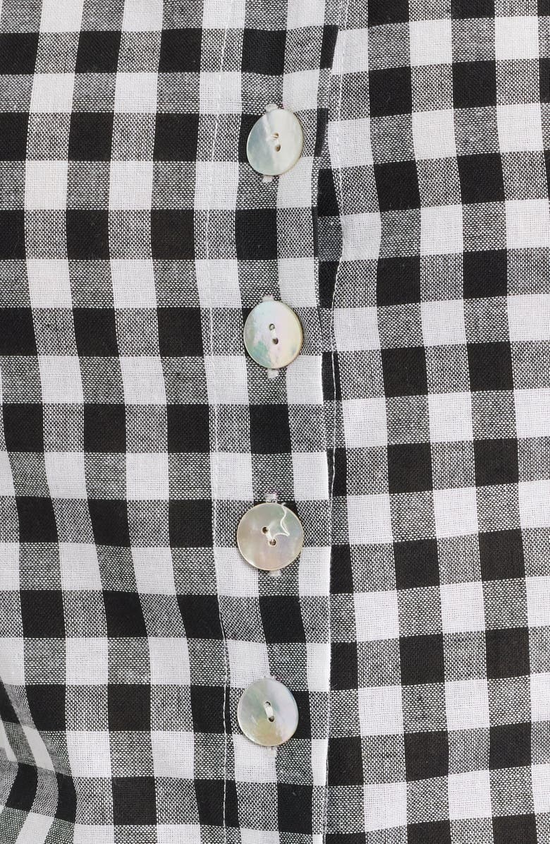 A.REN Maelle Gingham Button-Up Top, Alternate, color, Black