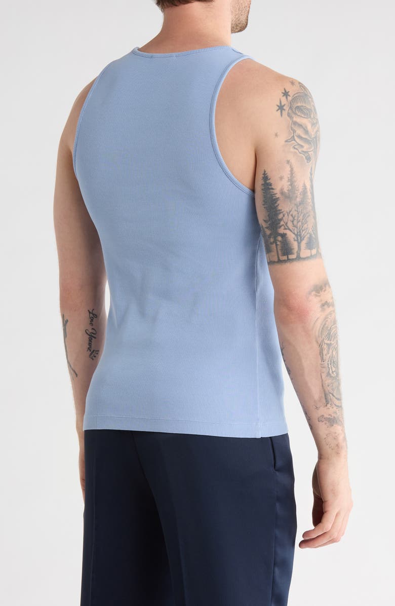 Off-White Stretch Cotton Logo Tank, Alternate, color, Blue