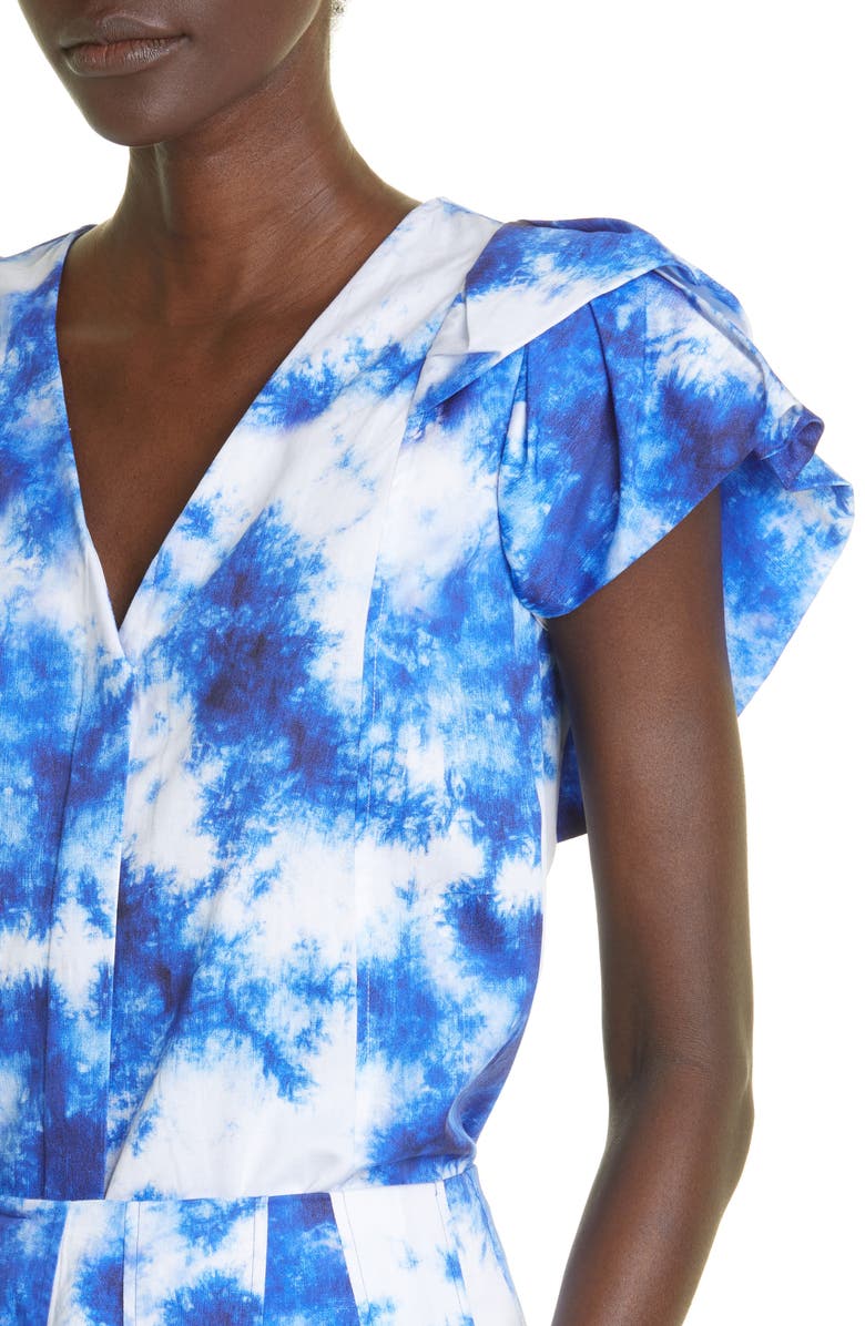 Jason Wu Collection Tie Dye Flounce Sleeve Cotton Top, Alternate, color, 