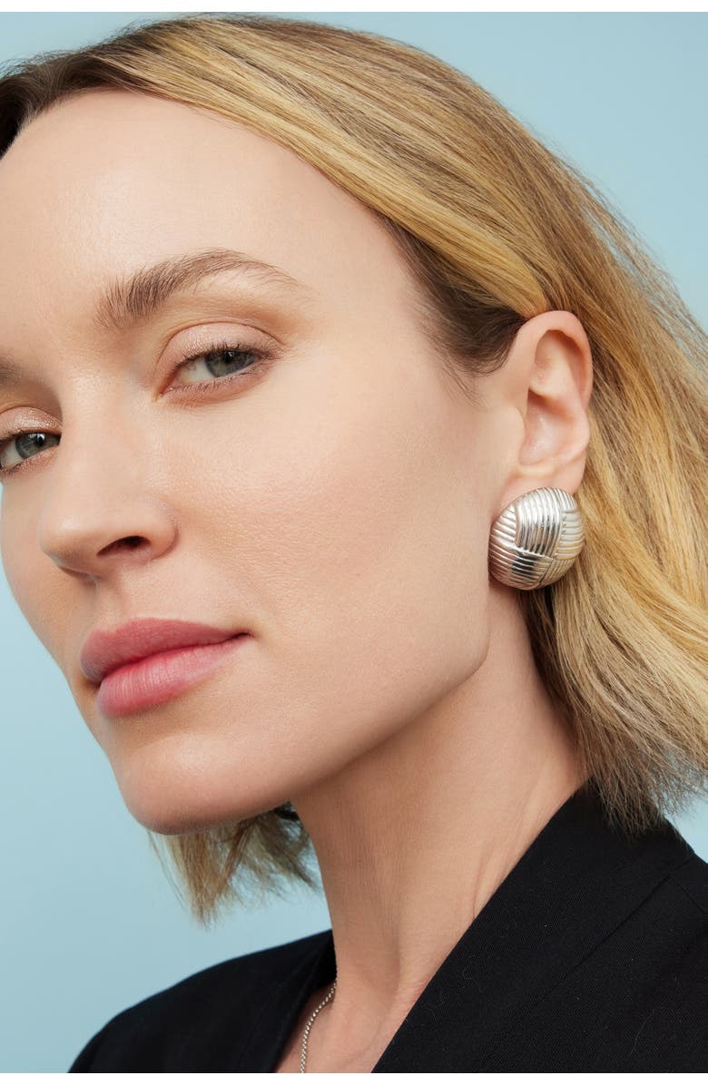 Oradina Sterling Silver Woven Button Earrings, Alternate, color, Silver