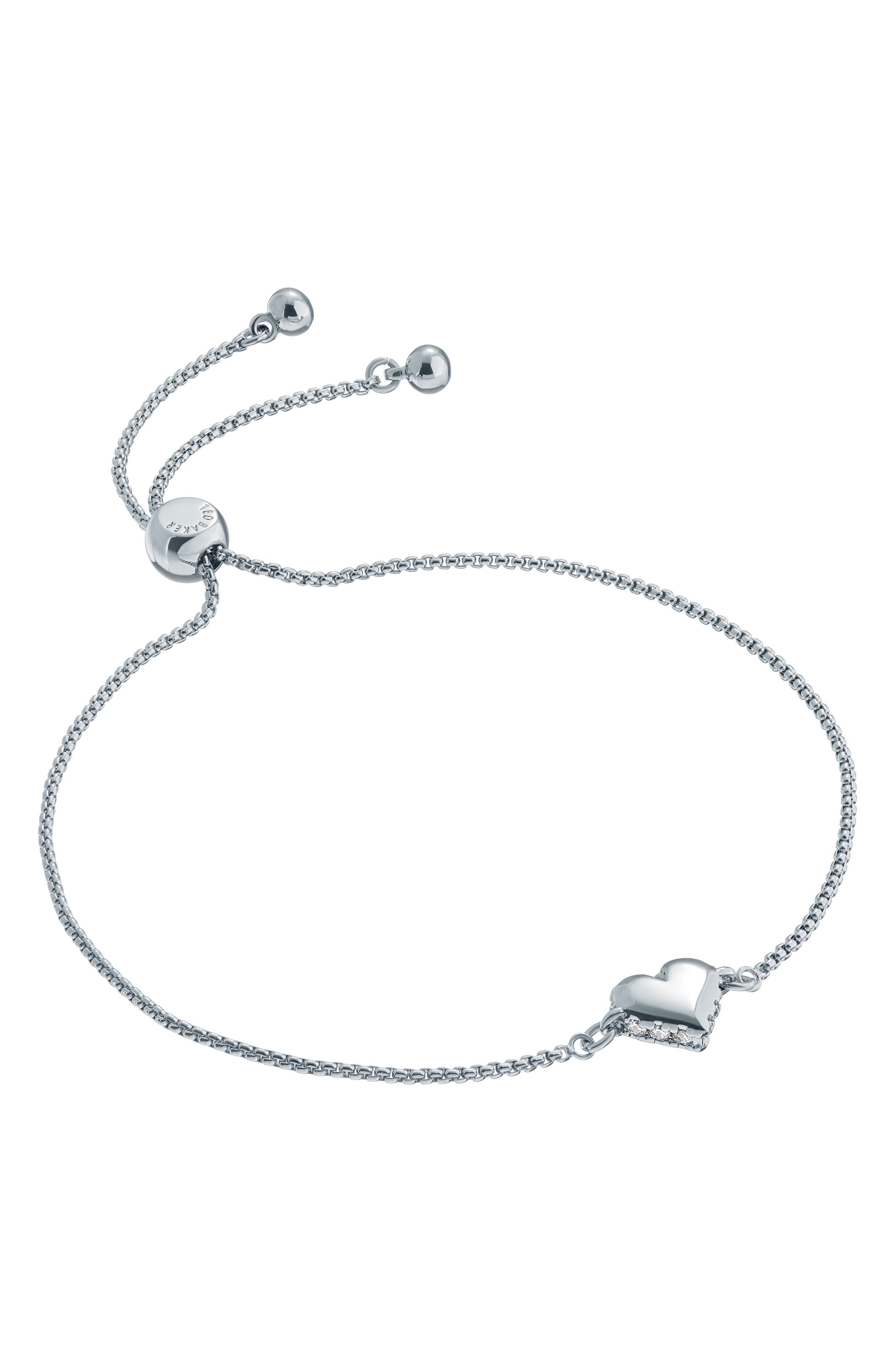 Sarsah Sparkle Heart Drawstring Bracelet