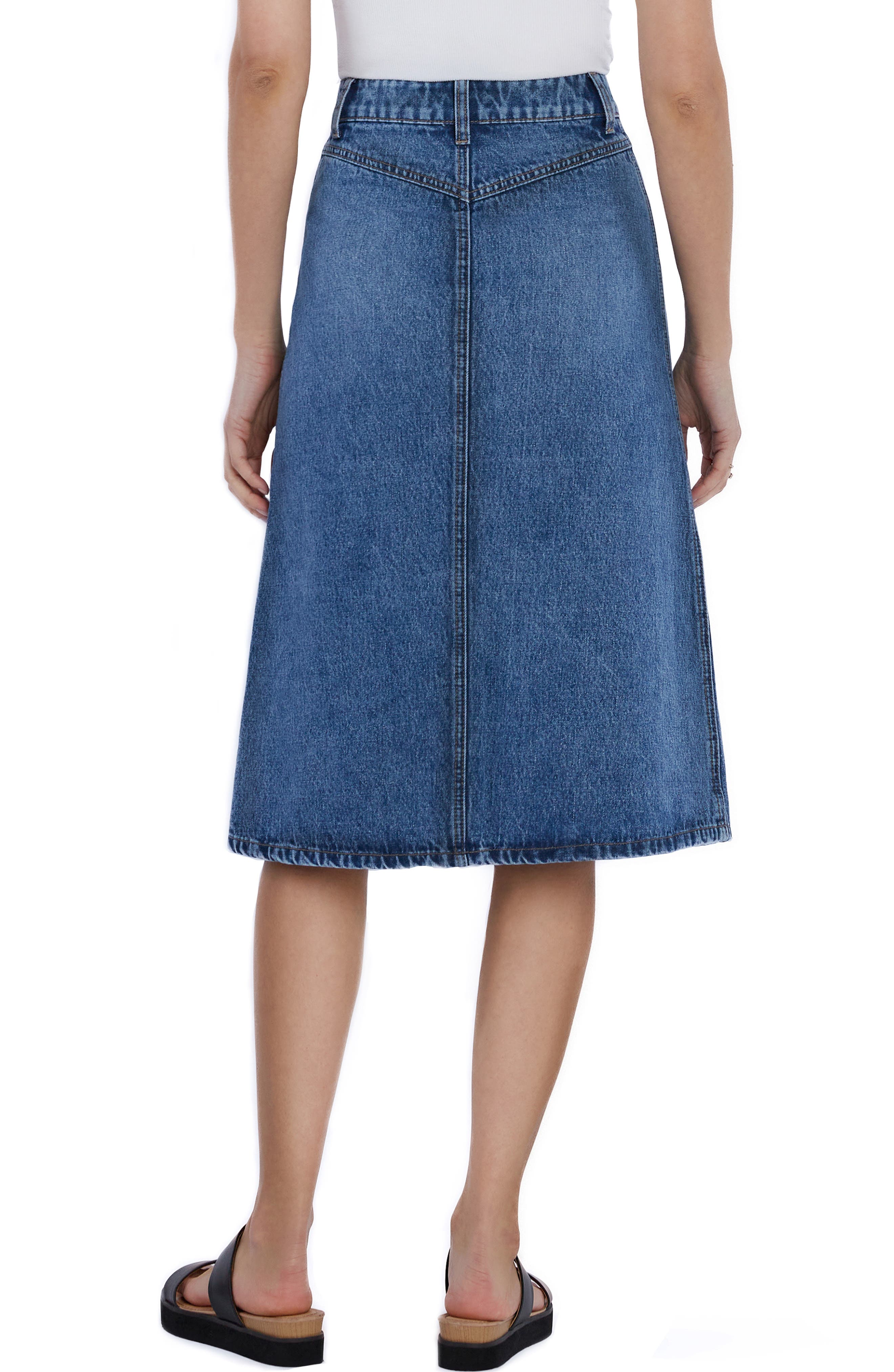 Paneled Denim Midi Skirt - image 2