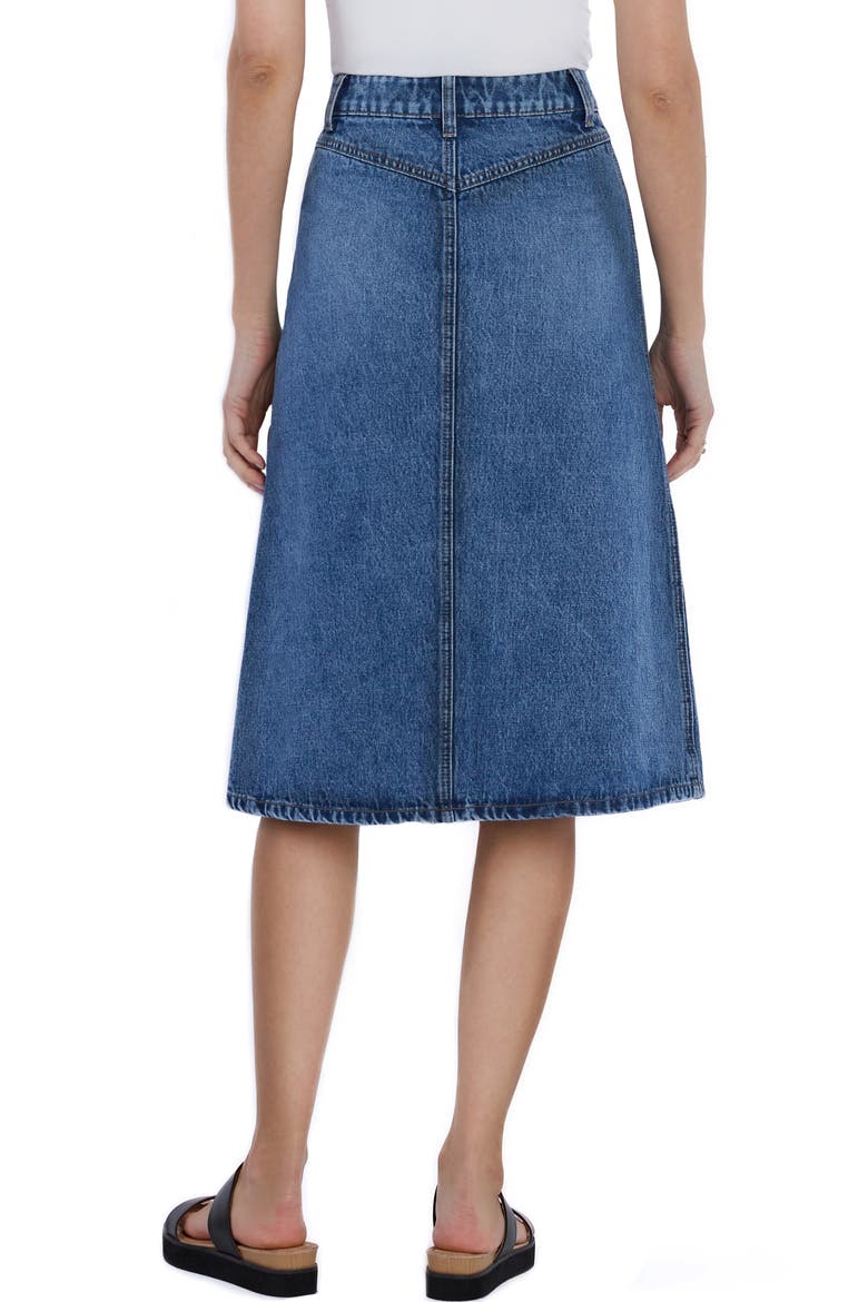 Paneled Denim Midi Skirt, Alternate, color, DOUBLE BLUE