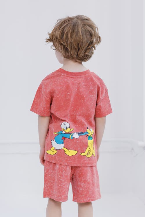Disney Mickey Mouse & Friends Wash T-shirt & Shorts Set In Red
