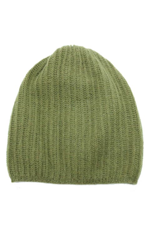 Rib Knit Cashmere Beanie