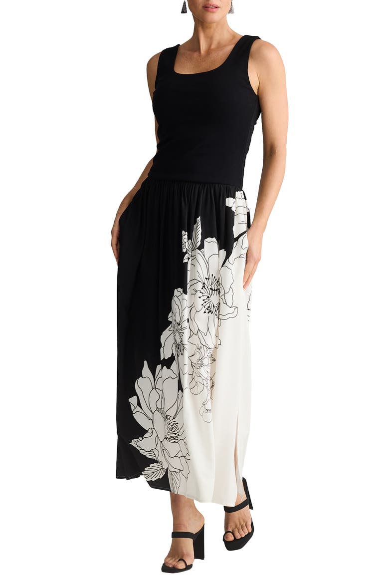 Maya Floral Print Sleeveless Dress, Alternate, color, NOIR BLOOM