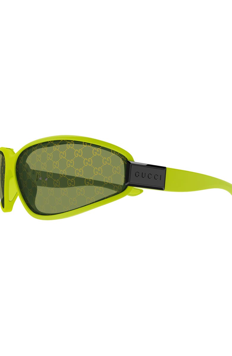 Gucci 73mm Geometric Sunglasses, Alternate, color, Green