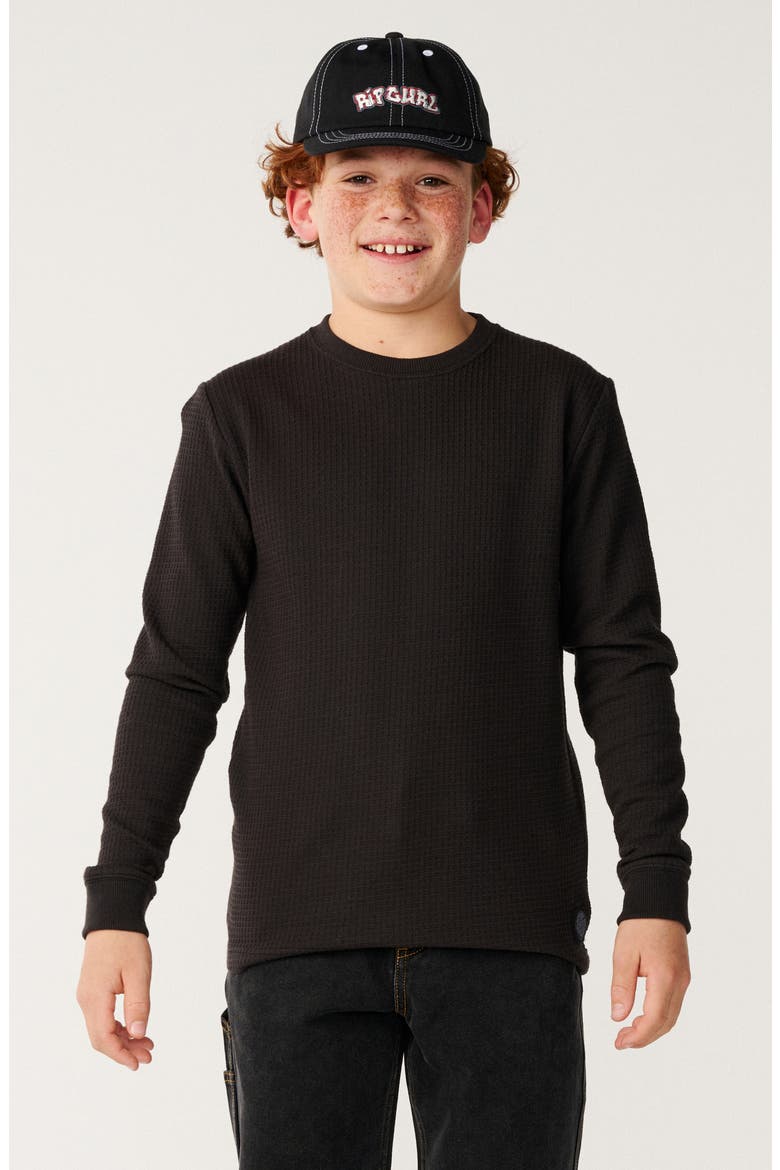 Kids' Premium Surf Waffle Knit Long Sleeve Top, Main, color, WASHED BLACK