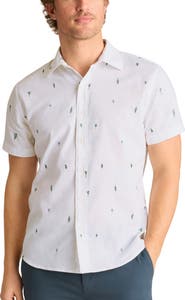 Bonobos Montauk Floral Embroidered Short Sleeve Cotton & Hemp Button-Up Shirt