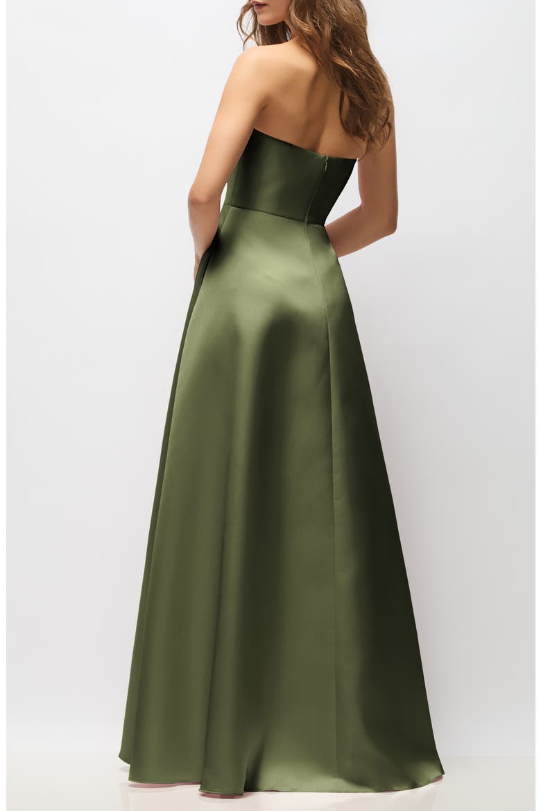 Josephine Straplesss Mikado Gown, Alternate, color, OLIVE GREEN