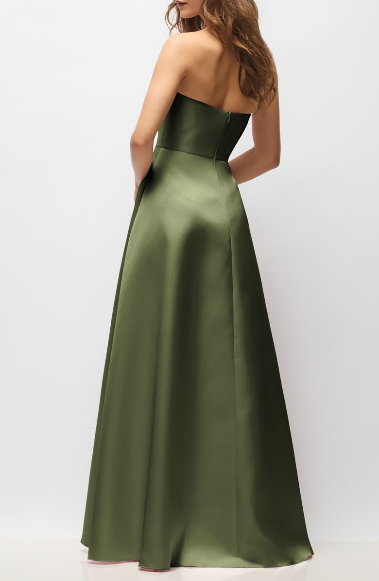 Alfred Sung Josephine Straplesss Mikado Gown, Alternate, color,