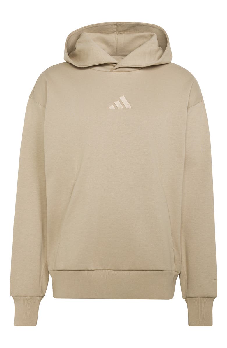 adidas All SZN Oversize Fleece Pullover Hoodie, Alternate, color, Wonder Cargo