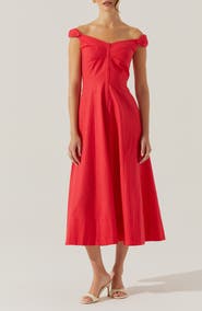 ASTR the Label Charelin Off the Shoulder Linen Blend Midi Sundress