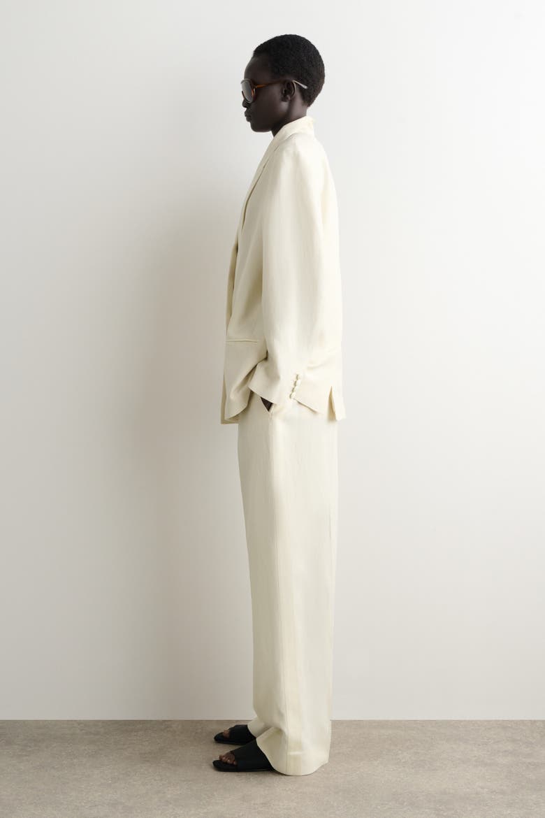 Linen-blend Tuxedo Blazer, Alternate, color, ECRU